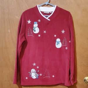 Croft & Barrow Christmas Fleece Shirt w/Snowmen Size M
